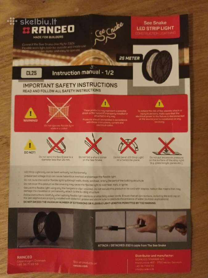 LED lauko juosta,dviguba,hermetinė,balta 220v
