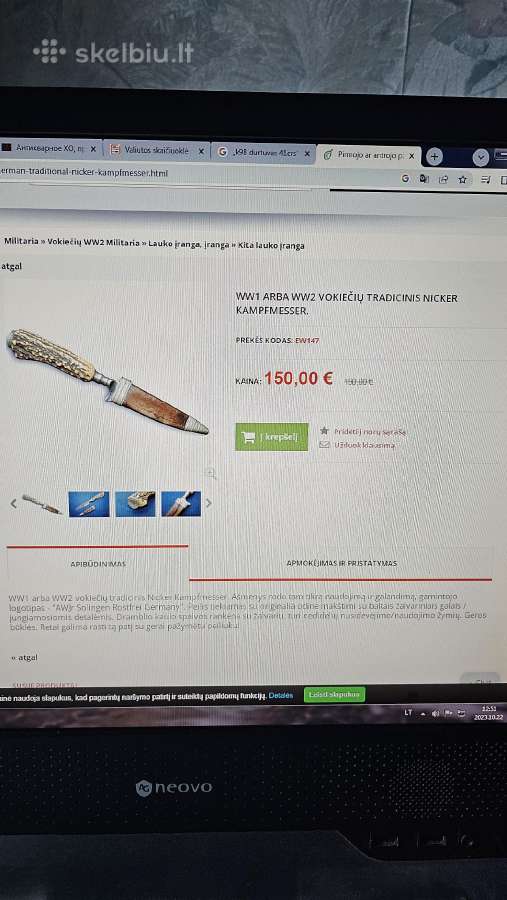 Tarpukario vokiškas medžiotojo peilis. - nuotraukos Nr. 10