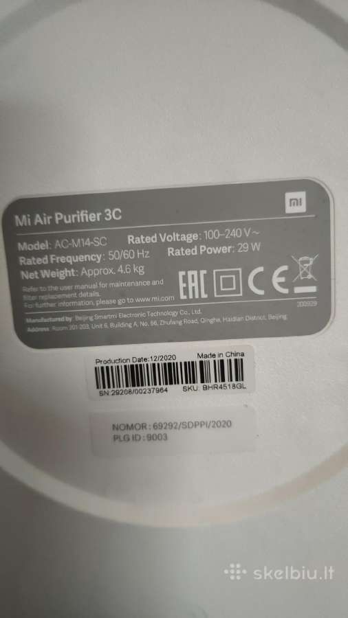 Mi Air Purifier 3c oro valytuvas. - nuotraukos Nr. 3