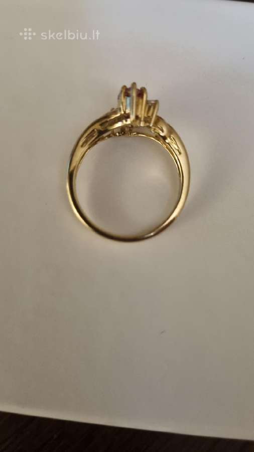 Auksinis 9k/375 žiedas su 1,0ct spineliu. - nuotraukos Nr. 2