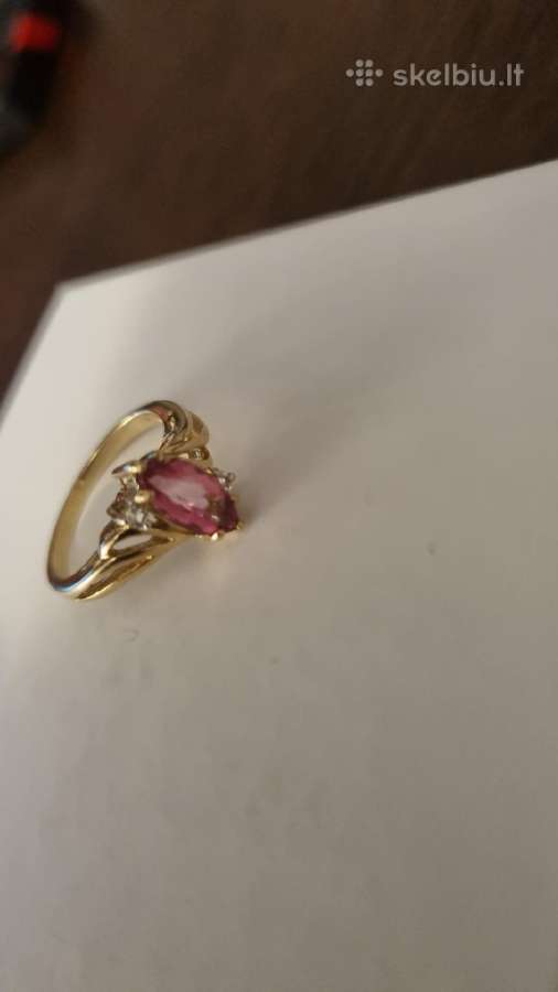 Auksinis 9k/375 žiedas su 1,0ct spineliu. - nuotraukos Nr. 3