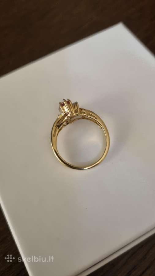 Auksinis 9k/375 žiedas su 1,0ct spineliu. - nuotraukos Nr. 4