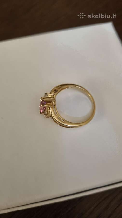 Auksinis 9k/375 žiedas su 1,0ct spineliu. - nuotraukos Nr. 5