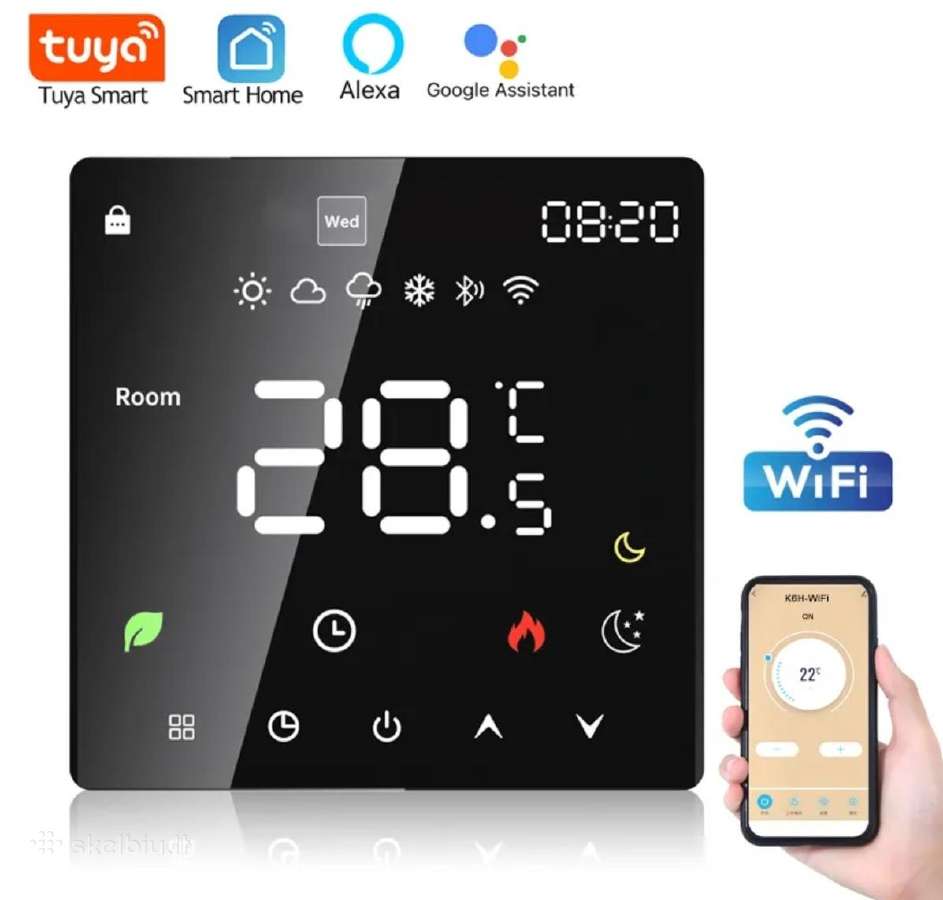 Wi-fi termoreguliatorius šildymui 16a, Tuya app