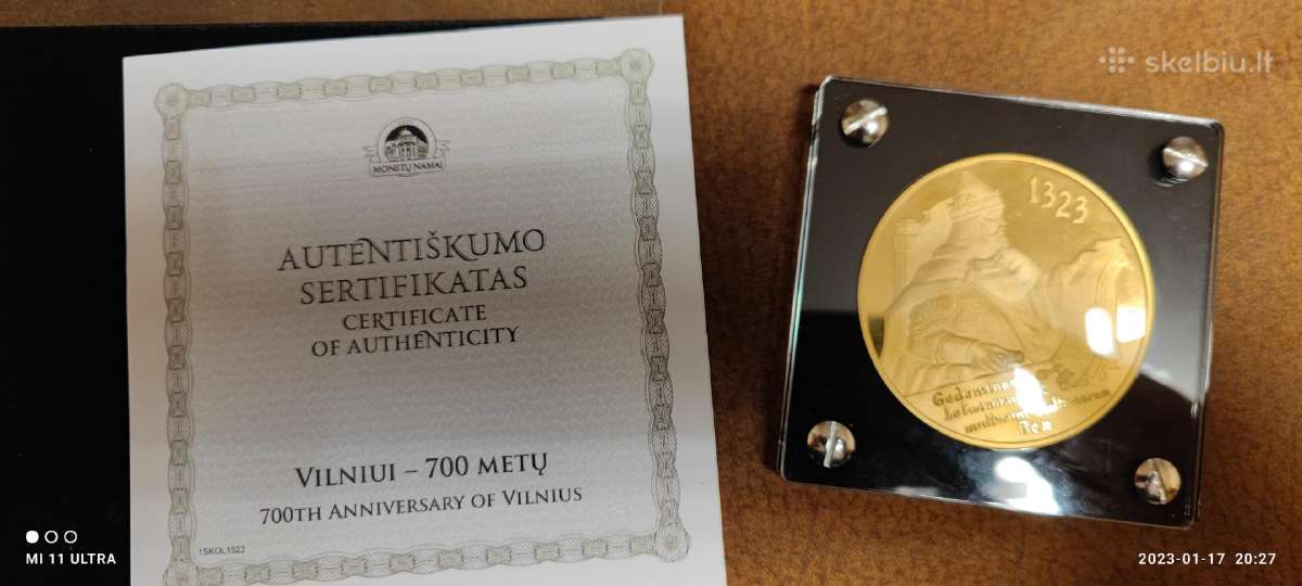 Auksinis medalis Vilniui 700 metu,5 uncijos - nuotraukos Nr. 6