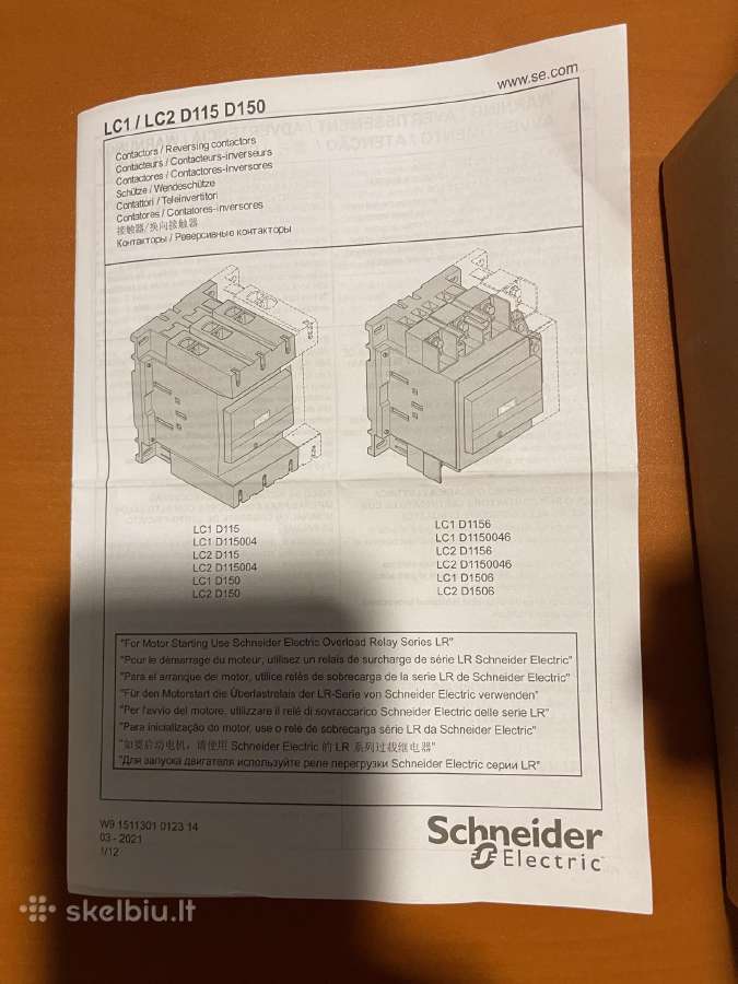 Kontaktorius Schneider Electric Lc1 D150 - nuotraukos Nr. 2