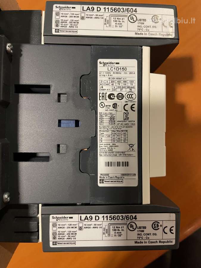 Kontaktorius Schneider Electric Lc1 D150 - nuotraukos Nr. 5