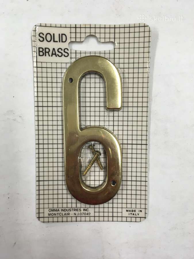 Numeris '6' žalvarinis, 10 cm