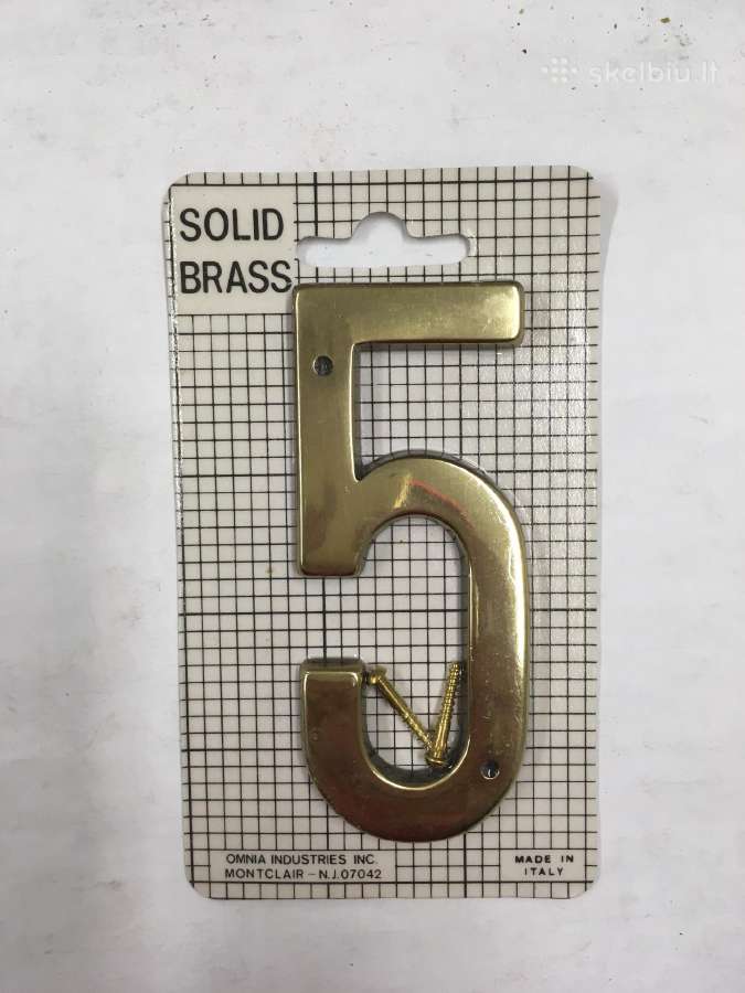 Numeris '5' žalvarinis, 10 cm