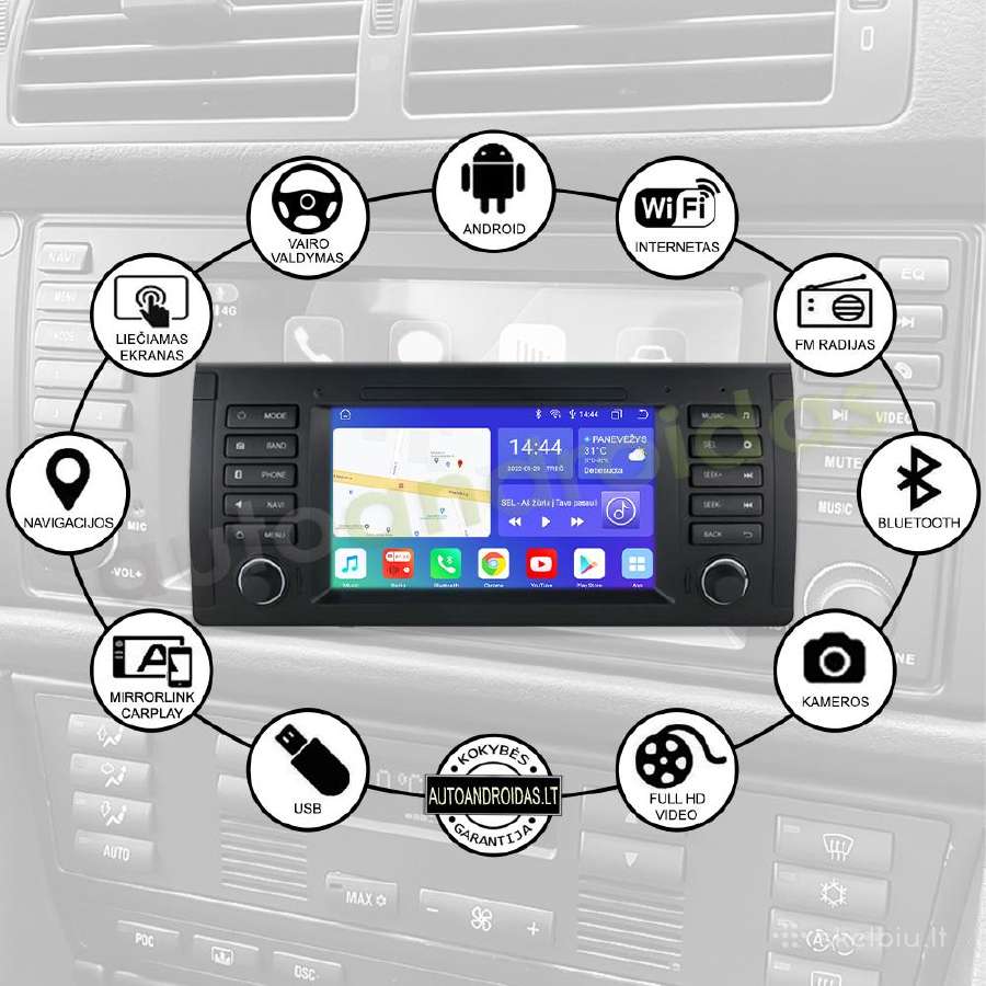 Bmw 5 E39 X5 E53 1995-06 Android multimedia GPS - nuotraukos Nr. 2
