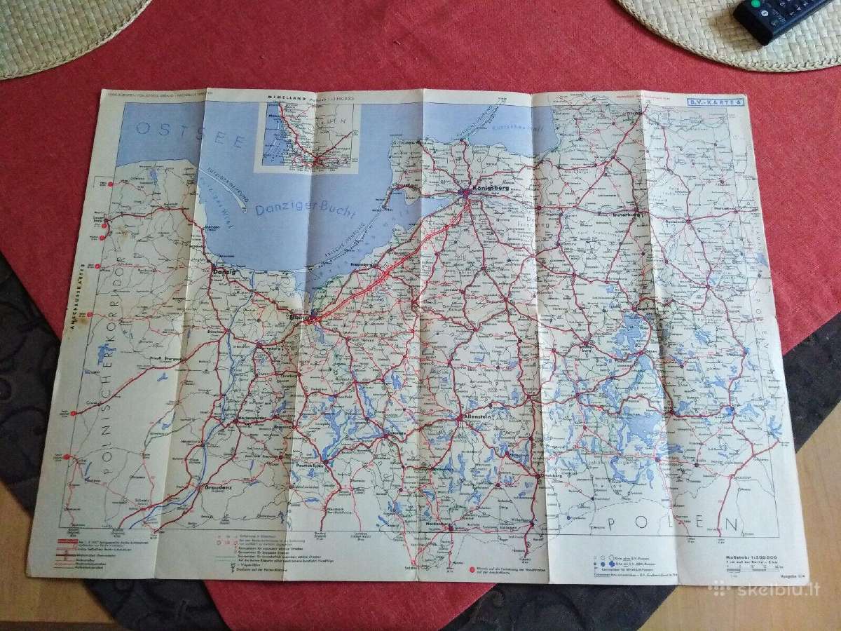 Rytprūsių transporto kelių žemėlapis