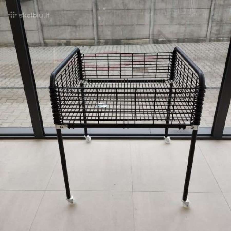 Prekių laikymo metalinis krepšys ant ratų