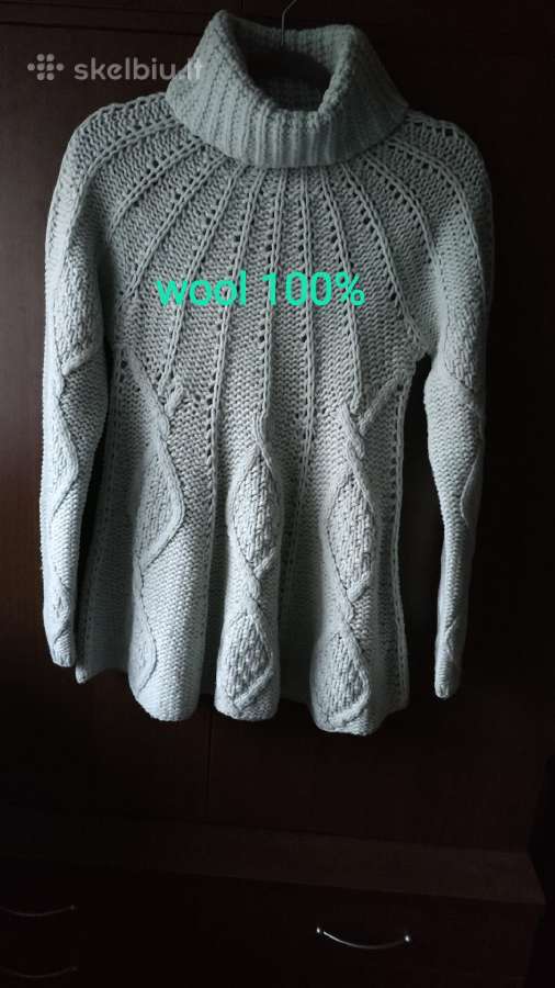 H&m Hand knitted grynos vilnos mėtinis megztinis