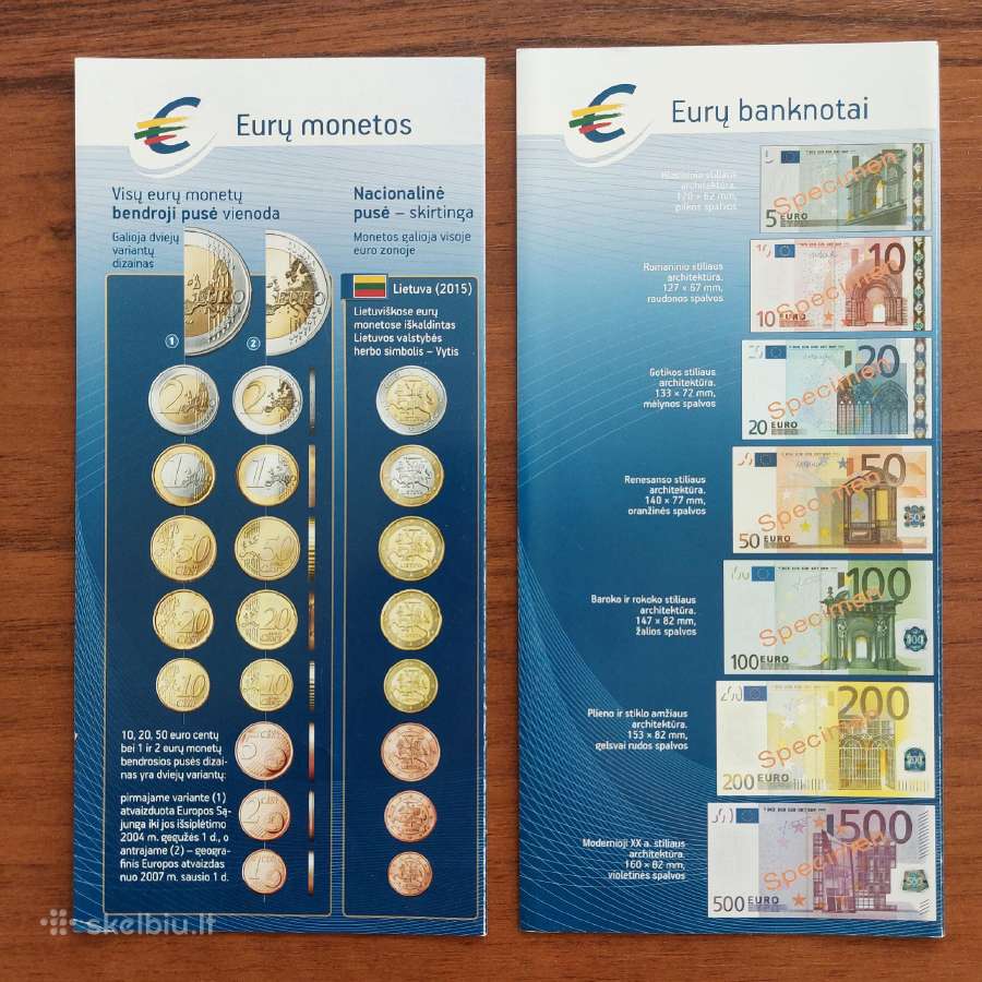 Lankstinukas Eurų monetos / Eurų banknotai