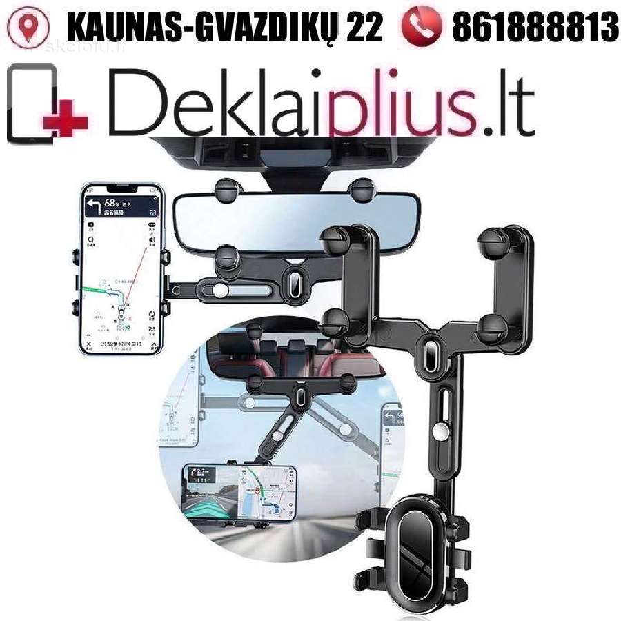Automobilinis telefono laikiklis su 360 kojele