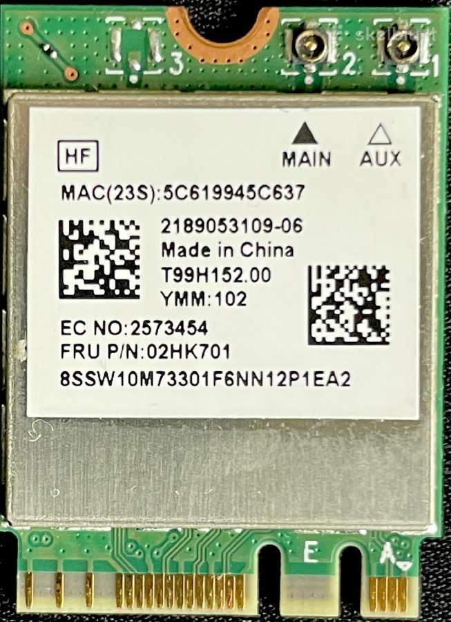 WiFi ir bluetooth plokštė