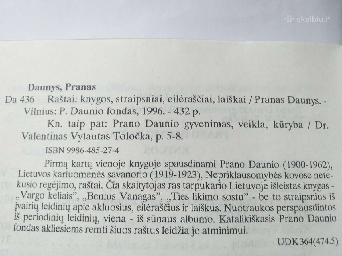 Pranas Daunys. Raštai - nuotraukos Nr. 2