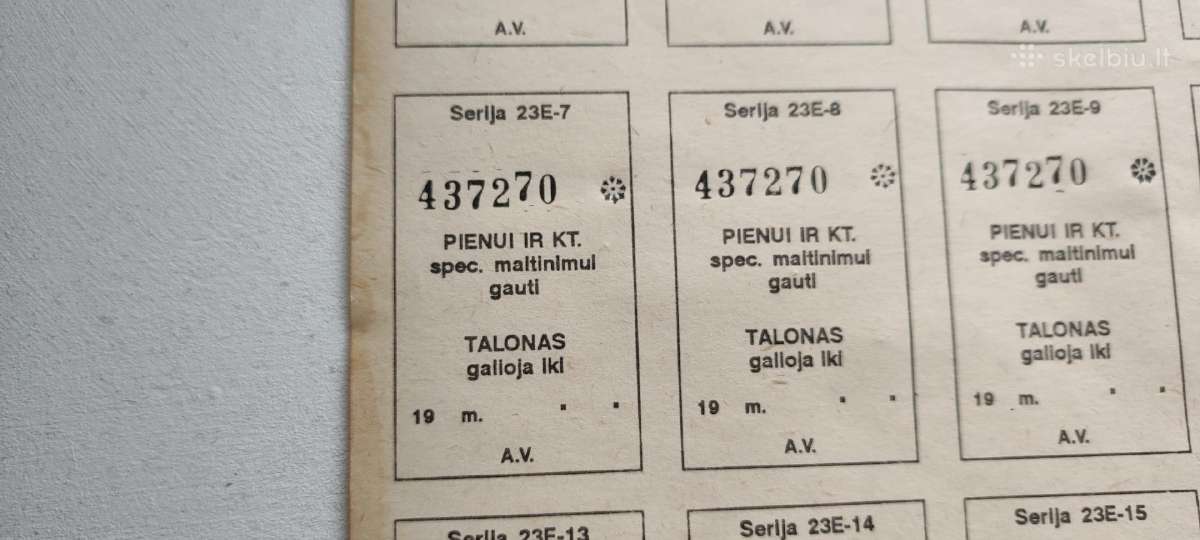 Maisto talonas - Pienui ir kt. spec. maistui pilna - nuotraukos Nr. 2