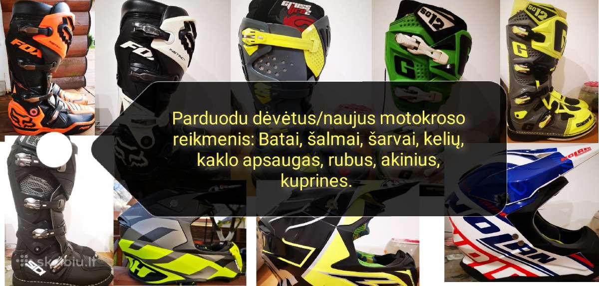 Motokroso sarvai, apsaugos, apranga, batai, keliai