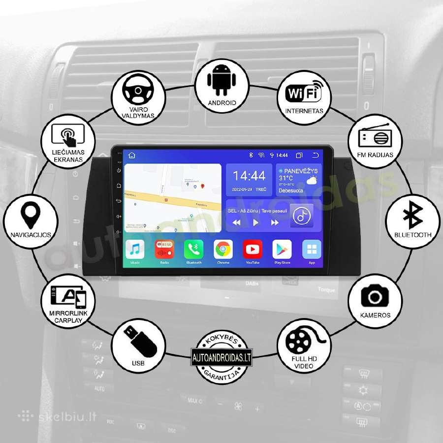 Bmw 5 E39 Bmw X5 E53 1995-07 Android multimedia - nuotraukos Nr. 2