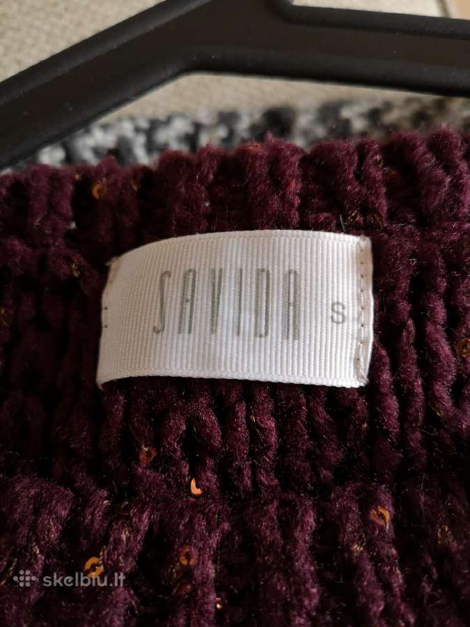 Savida bordo spalvos blizgus megztinis - nuotraukos Nr. 5
