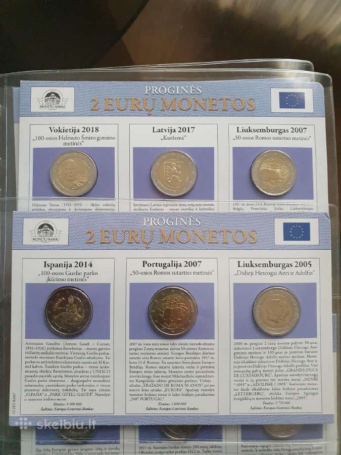 2eur Progines Monetos Po 3 Monetas Korteleje.