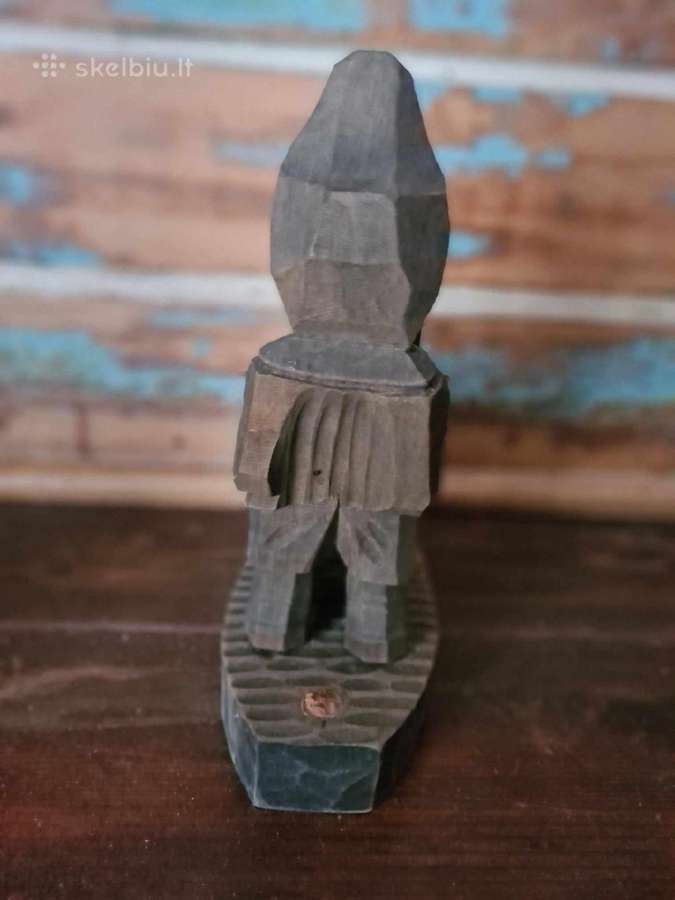 Medinė vintažinė skulptūra "Svieto lygintojas" - nuotraukos Nr. 6