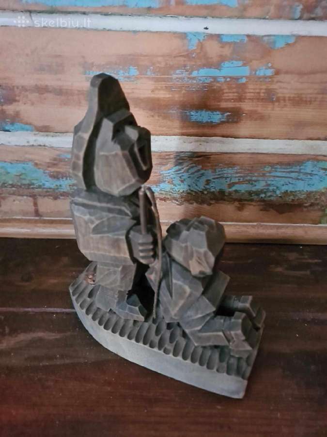 Medinė vintažinė skulptūra "Svieto lygintojas" - nuotraukos Nr. 2