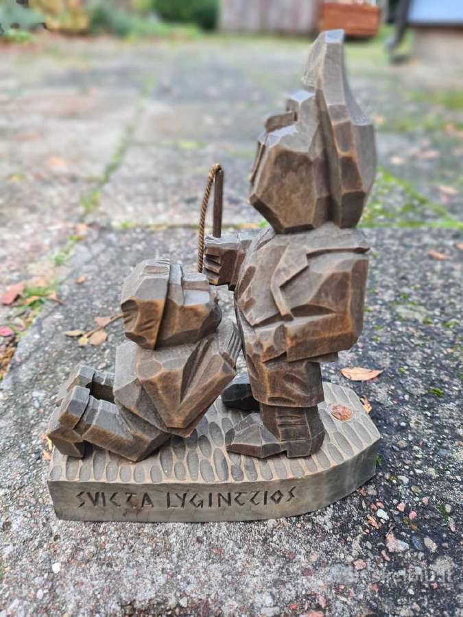 Medinė vintažinė skulptūra "Svieto lygintojas" - nuotraukos Nr. 8