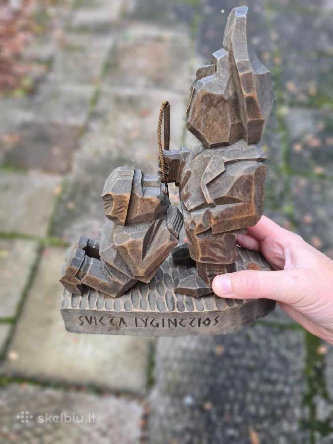 Medinė vintažinė skulptūra "Svieto lygintojas" - nuotraukos Nr. 9