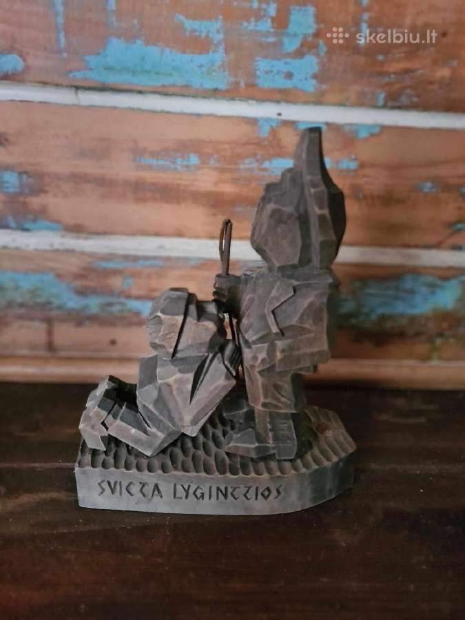 Medinė vintažinė skulptūra "Svieto lygintojas" - nuotraukos Nr. 4