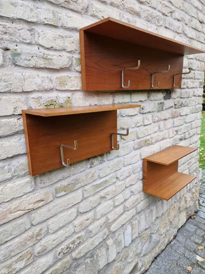 Vintažinė mid century autorinė tikmedžio kabykla - nuotraukos Nr. 21