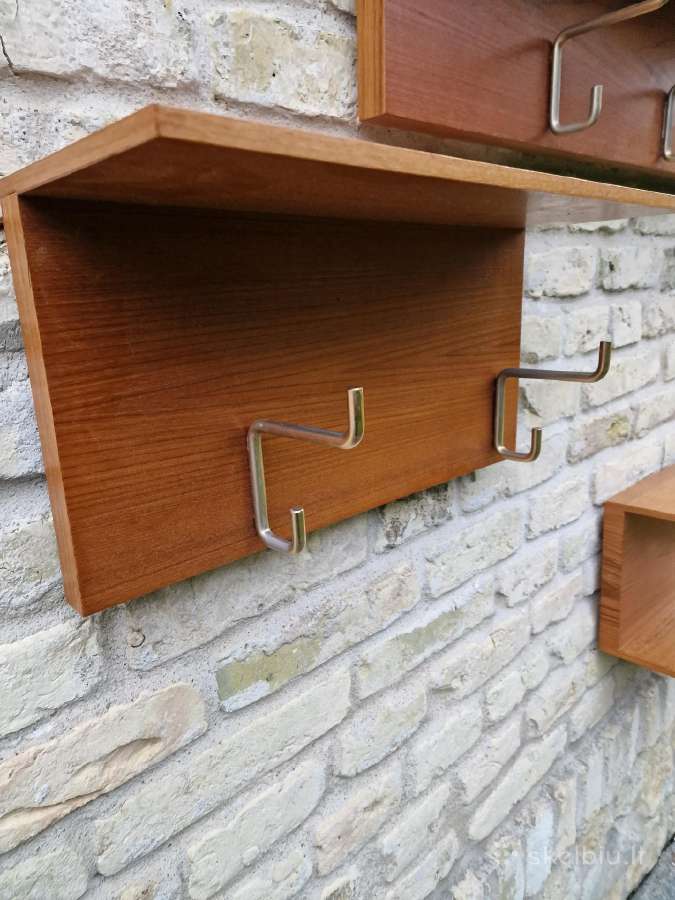Vintažinė mid century autorinė tikmedžio kabykla - nuotraukos Nr. 27