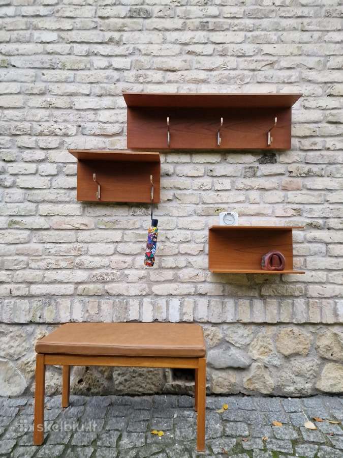 Vintažinė mid century autorinė tikmedžio kabykla - nuotraukos Nr. 34
