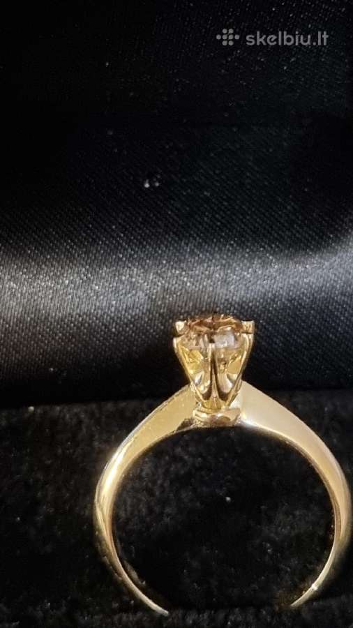 14k/585 geltono aukso žiedas su 0,78ct briliantu. - nuotraukos Nr. 2