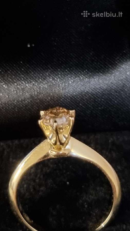 14k/585 geltono aukso žiedas su 0,78ct briliantu. - nuotraukos Nr. 3