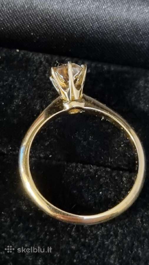 14k/585 geltono aukso žiedas su 0,78ct briliantu. - nuotraukos Nr. 4