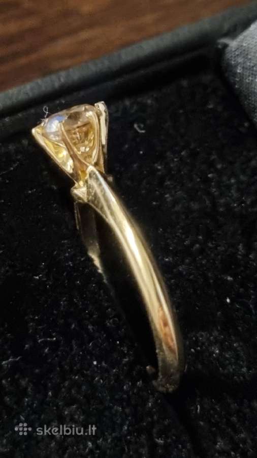 14k/585 geltono aukso žiedas su 0,78ct briliantu. - nuotraukos Nr. 5