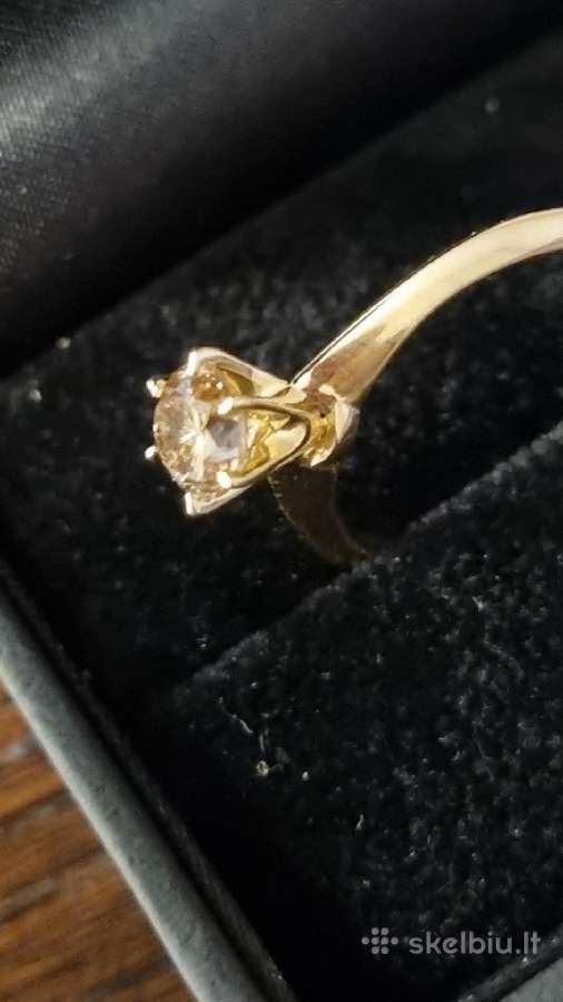 14k/585 geltono aukso žiedas su 0,78ct briliantu. - nuotraukos Nr. 7
