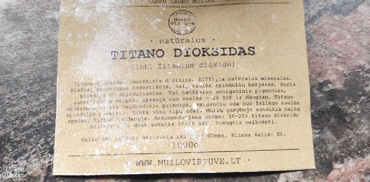 Titano dioksido milteliai kosmetikos gamybai