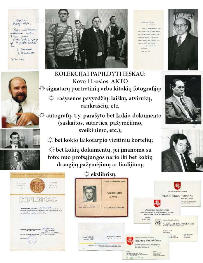 Kovo 11 Akto signatarų foto ir autografų