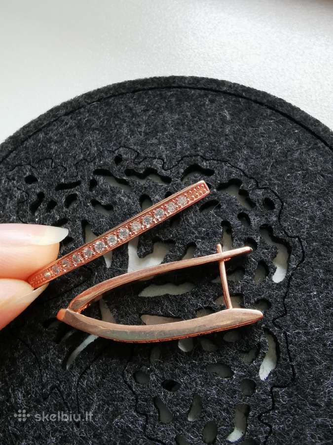 Bronzos spalvos metalo auskarai su akutėmis - nuotraukos Nr. 3