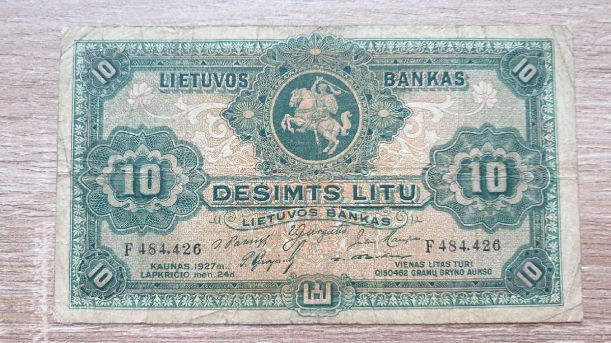 1927 metų 10 litų smetoniškas banknotas