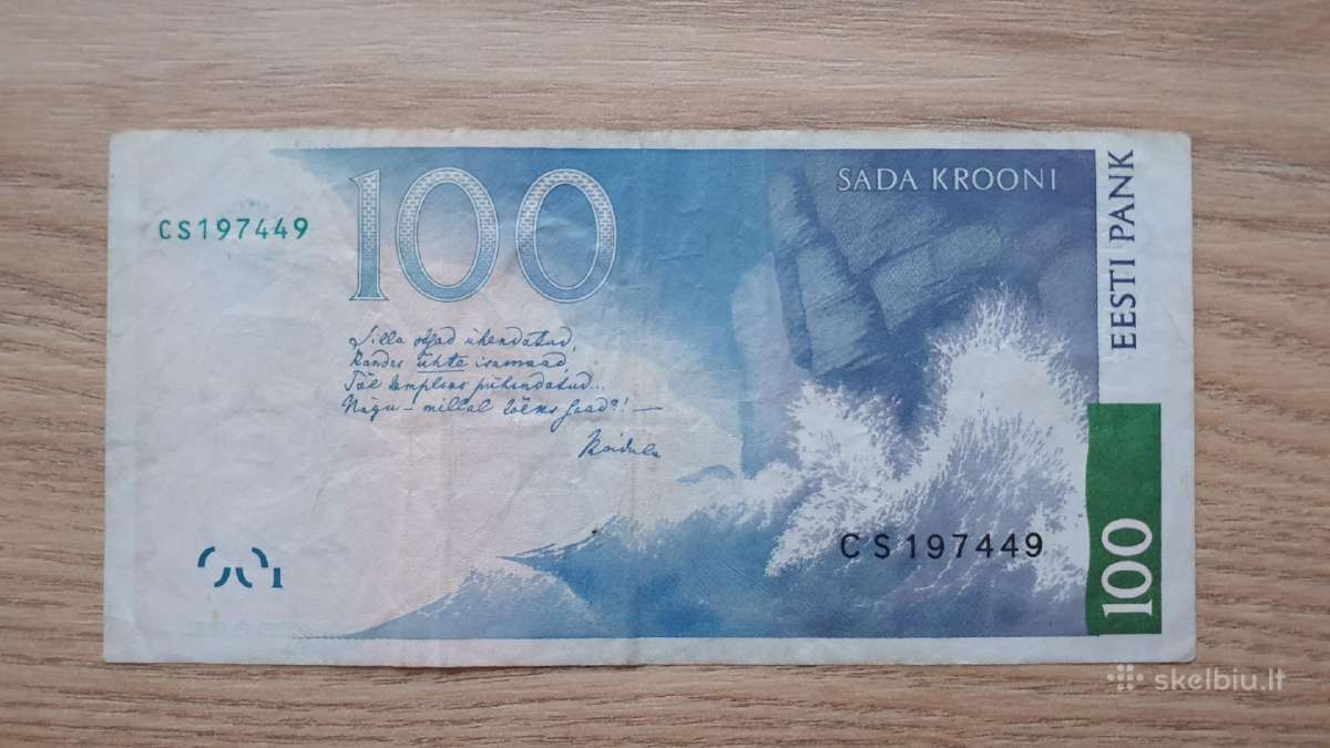 1999 metų 100 kronų Estija banknotas - nuotraukos Nr. 2