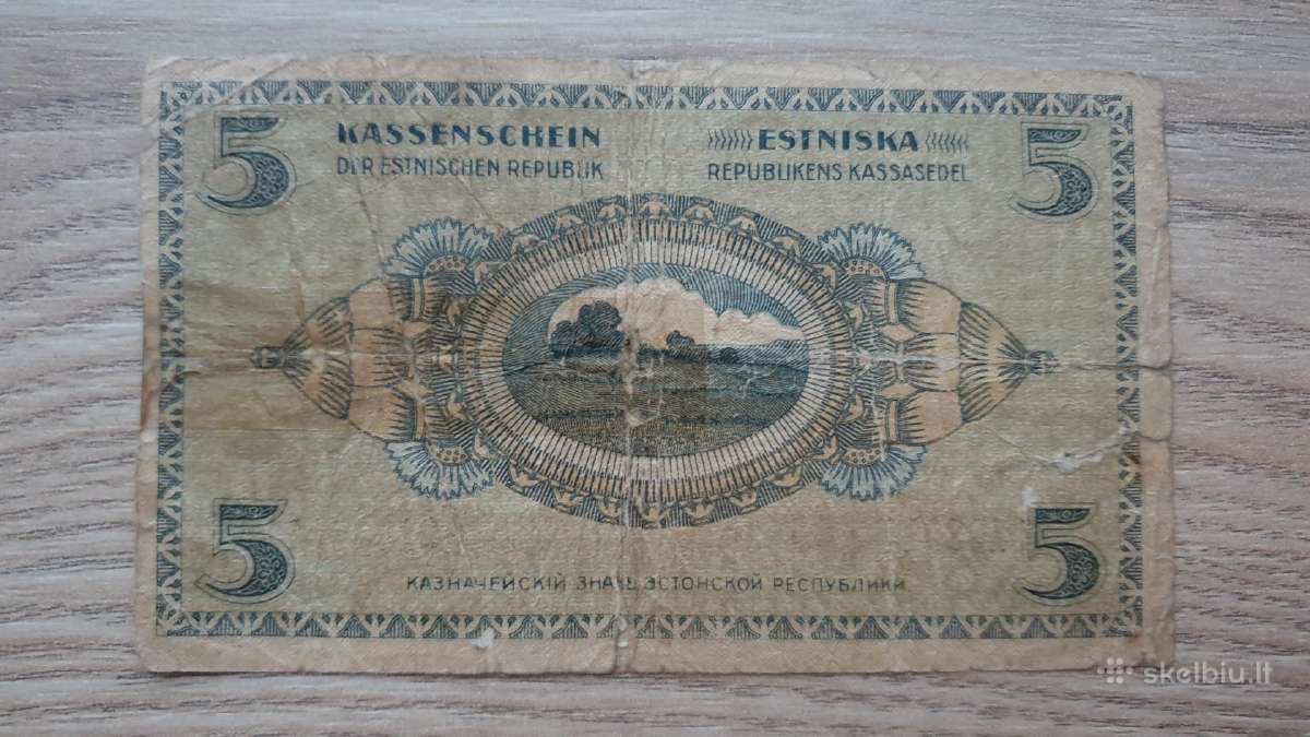 1919 metų 5 kronų Estija retesnis banknotas - nuotraukos Nr. 2