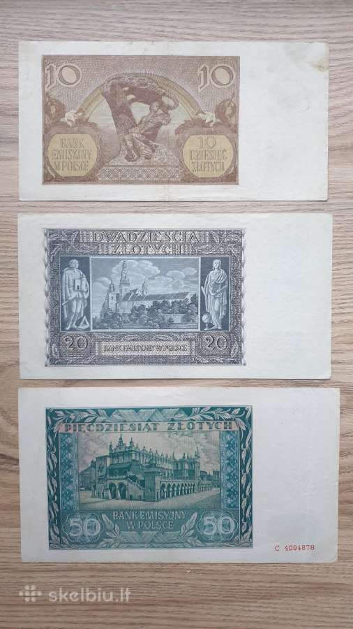 1940 1941 metų zlotai Lenkija banknotų komplektas - nuotraukos Nr. 2