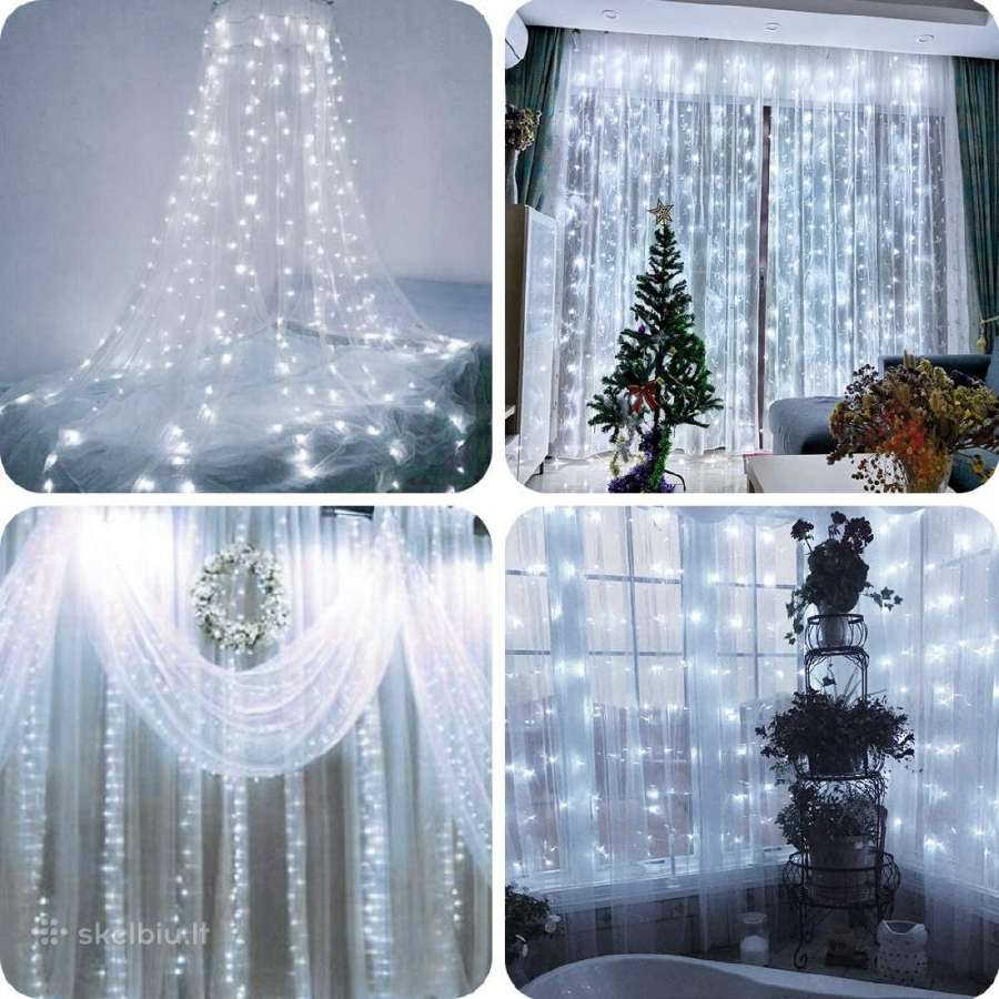 LED Usb Užuolaida - Girlianda, Šaltai Balta - nuotraukos Nr. 3
