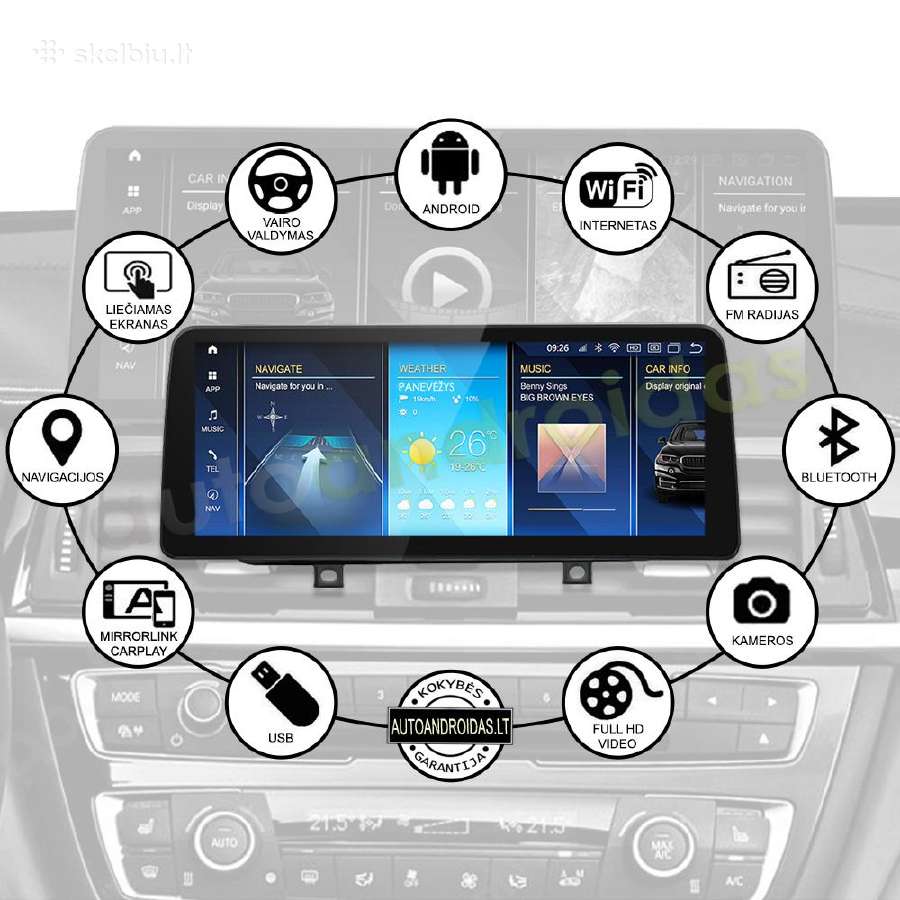 Bmw 1 F20 F21 2 F23 Android multimedia 12 colių - nuotraukos Nr. 3