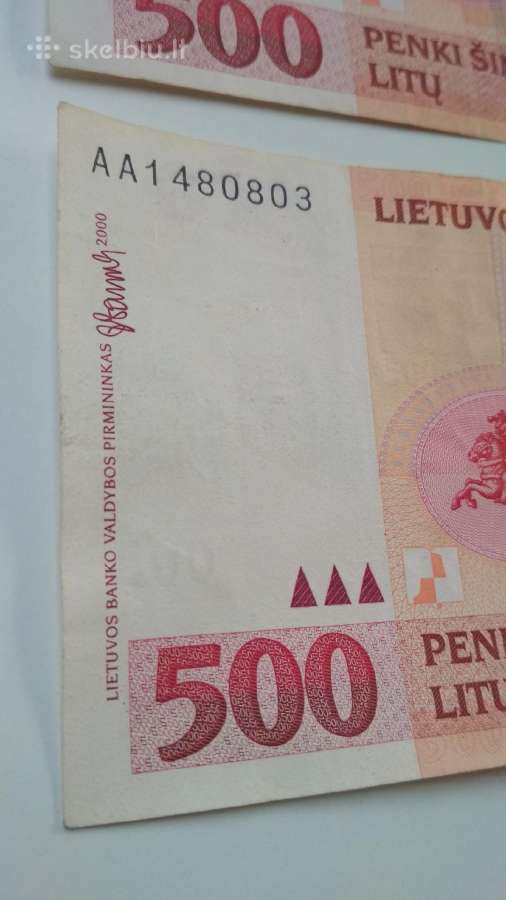 500 Litų banknotas, Aa, 2000m - nuotraukos Nr. 4