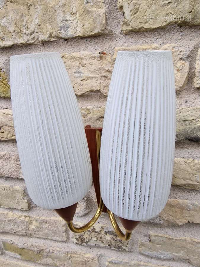 Vintažinis mid century sieninis šviestuvas-bra - nuotraukos Nr. 12